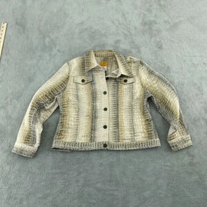Ruby Rd snake skin print Jacket womens 12P button front 0726